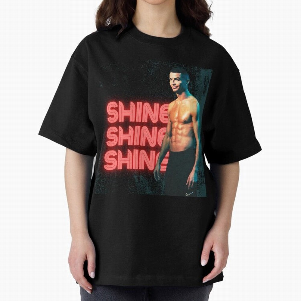 Cristiano Ronaldo Shine Oversized T-Shirt Feel the Trophy Chase of Match Day Hype around FIFA World Cup 2026, Mbappe and Neymar, Spain, Game Day Rituals, Football Legends, Country Pride and the Road to the Final; Ideal for Passionate Fans Who Love