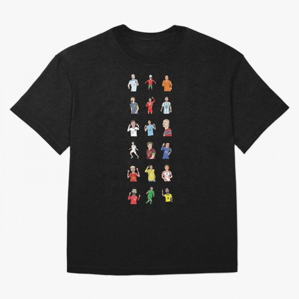 Badly Drawn Footballers Oversized T-Shirt Enjoy the Biggest Football Party of Global Football Passion for FIFA World Cup 2026 USA Canada Mexico, Filled with Messi, Neymar and Mbappe, Germany, Vintage Soccer Flavor, Modern Football Stars, National