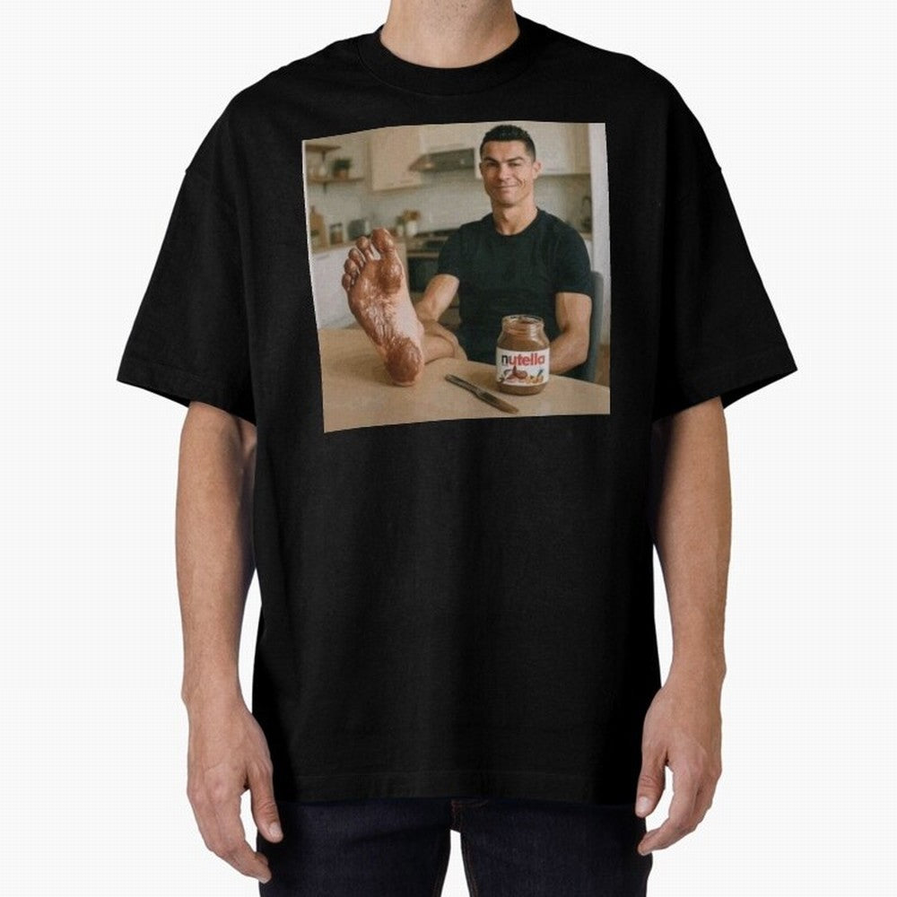 Ronaldo Nutella (LOW RES) Oversized T-Shirt Keep the Match Day Mood of FIFA World Cup 2026 Group Stage for Fans of Messi and France, Bringing Sports Nostalgia, International Competition, Famous Players and Unforgettable Victories; Created for Match