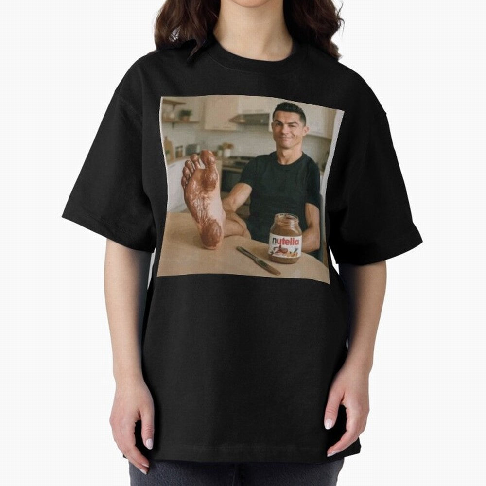 Ronaldo Nutella (LOW RES) Oversized T-Shirt Keep the Match Day Mood of FIFA World Cup 2026 Group Stage for Fans of Messi and France, Bringing Sports Nostalgia, International Competition, Famous Players and Unforgettable Victories; Created for Match