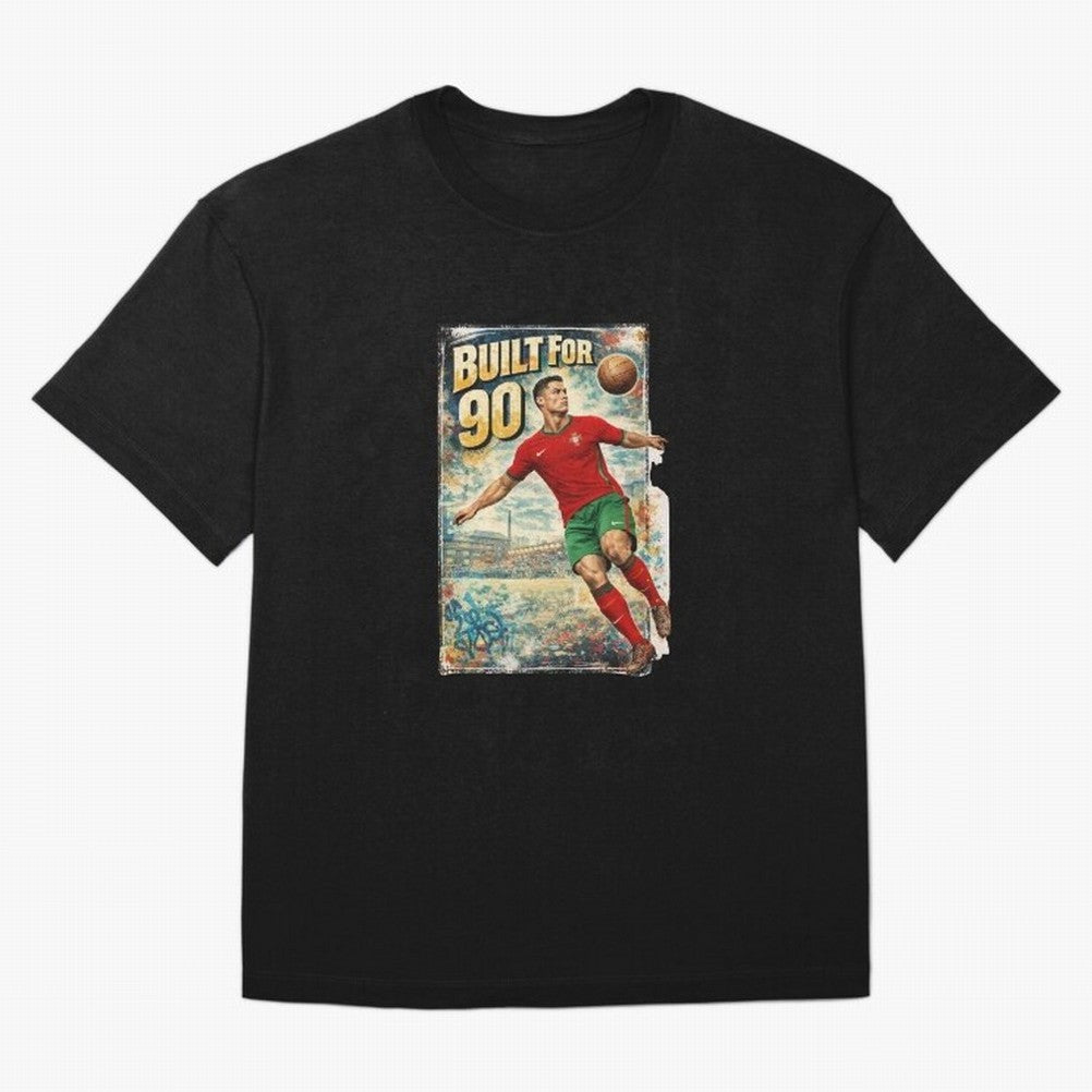 Built For 90 ¨C Vintage Football Streetwear Poster Oversized T-Shirt Build FIFA World Cup 2026 Connected to Cristiano Ronaldo, England, France and Netherlands Energy, Supporter Pride, Iconic Celebrations, Legendary Names and Global Match Day