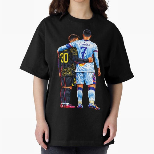 2 GOATS Oversized T-Shirt Bring a Vintage Feel to FIFA World Cup 2026 Group Stage Driven by Messi, Neymar and Mbappe, France Energy, Vintage Soccer Flavor, Modern Football Stars, National Flags and Final Night Emotion; Ideal for Passionate Fans Who