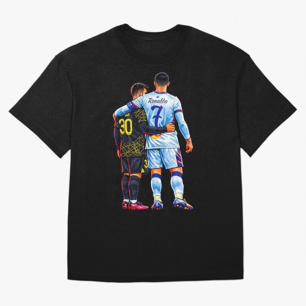 2 GOATS Oversized T-Shirt Bring a Vintage Feel to FIFA World Cup 2026 Group Stage Driven by Messi, Neymar and Mbappe, France Energy, Vintage Soccer Flavor, Modern Football Stars, National Flags and Final Night Emotion; Ideal for Passionate Fans Who