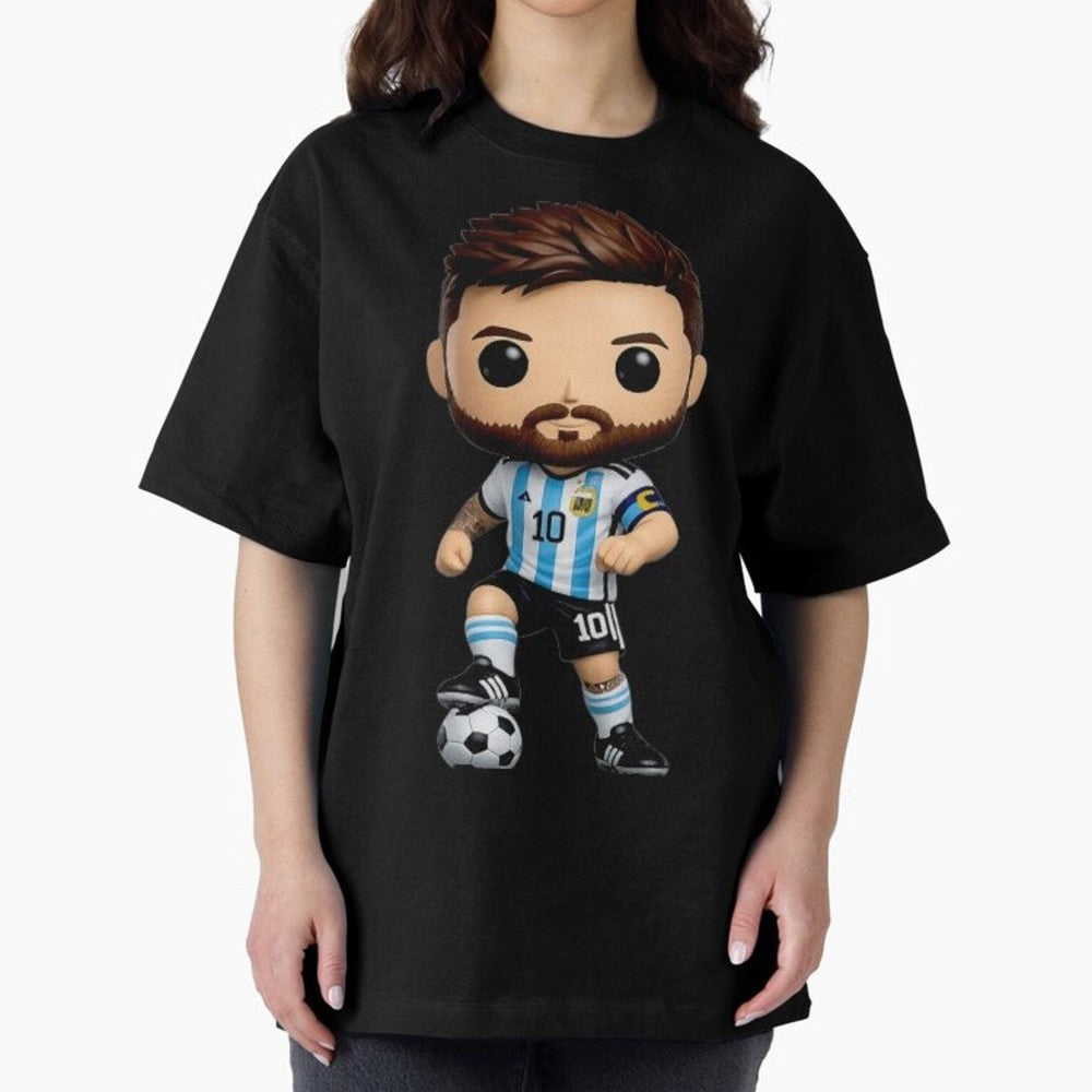 Lionel Messi Figurine Oversized T-Shirt Show Love for Legendary Goals in FIFA World Cup 2026 USA Canada Mexico for Fans of Cristiano Ronaldo, Haaland and CR7 and Brazil, Portugal and Argentina, Bringing Tournament Hype, Historic Matchups, Family