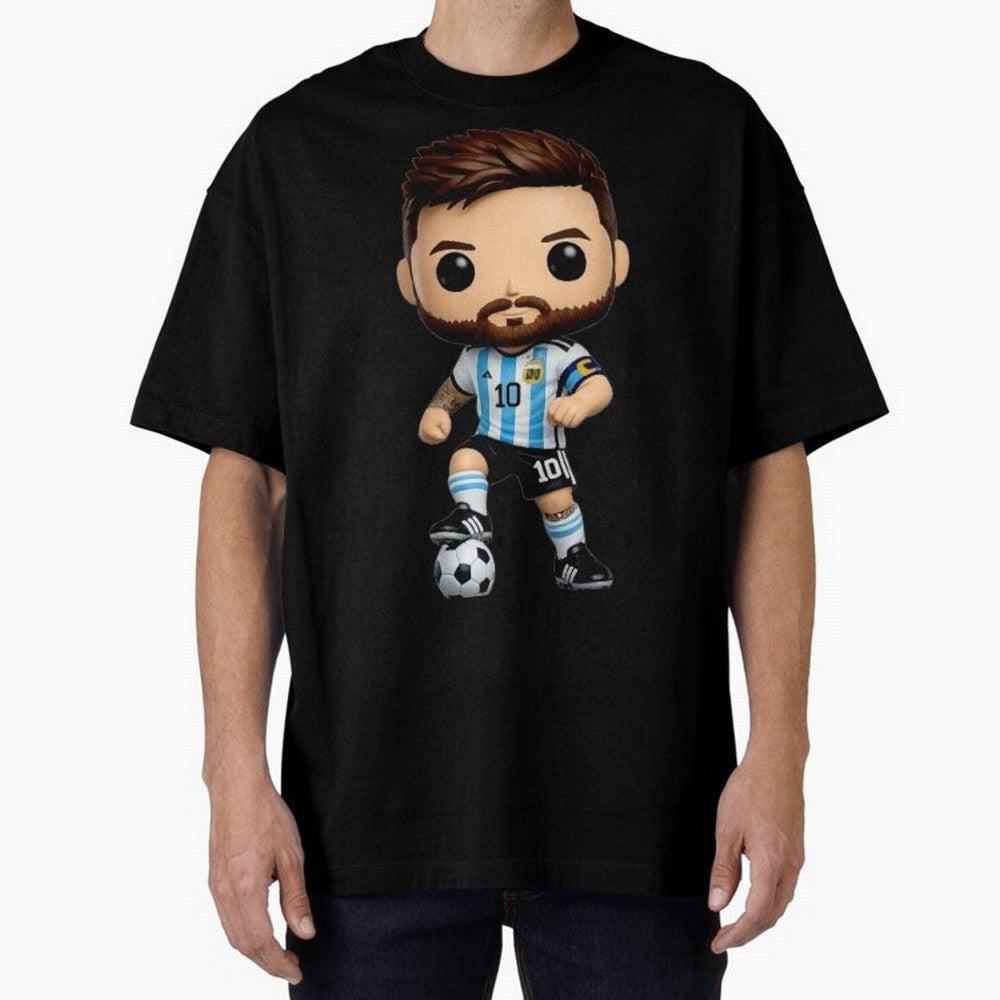 Lionel Messi Figurine Oversized T-Shirt Show Love for Legendary Goals in FIFA World Cup 2026 USA Canada Mexico for Fans of Cristiano Ronaldo, Haaland and CR7 and Brazil, Portugal and Argentina, Bringing Tournament Hype, Historic Matchups, Family