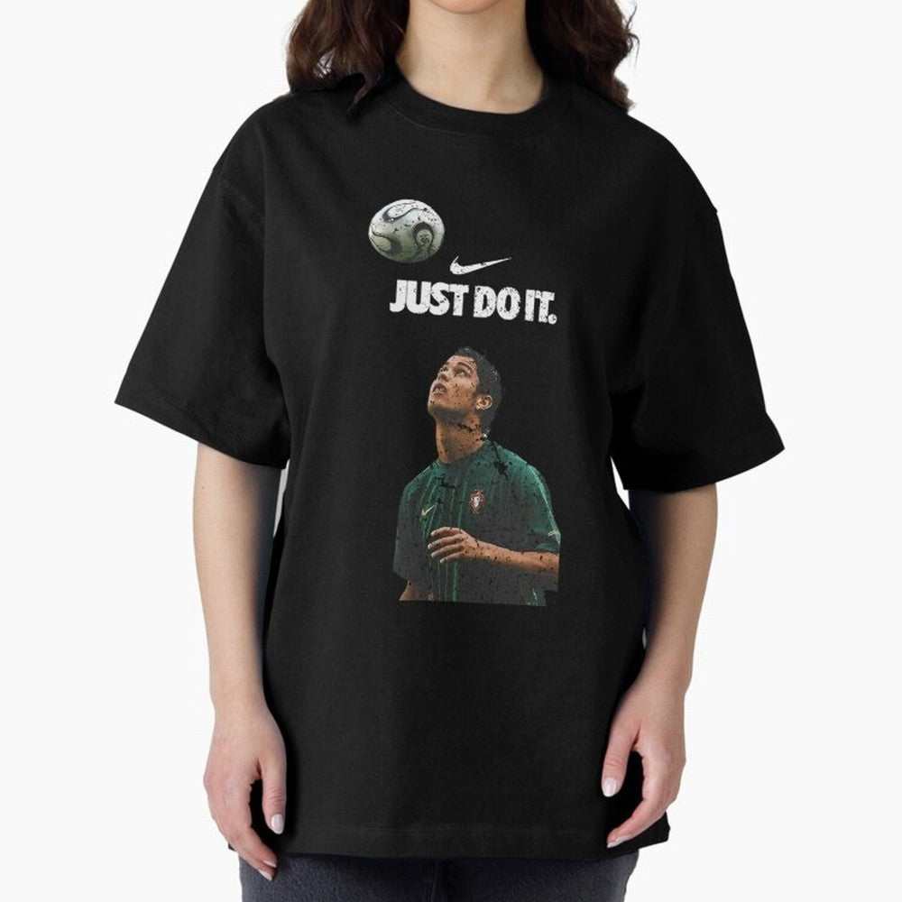 Cristiano Ronaldo Just Do It Oversized T-Shirt Get Ready for Global Football Passion for FIFA World Cup 2026 USA Canada Mexico, Filled with Cristiano Ronaldo, Spain and Netherlands, Sports Nostalgia, International Competition, Famous Players and