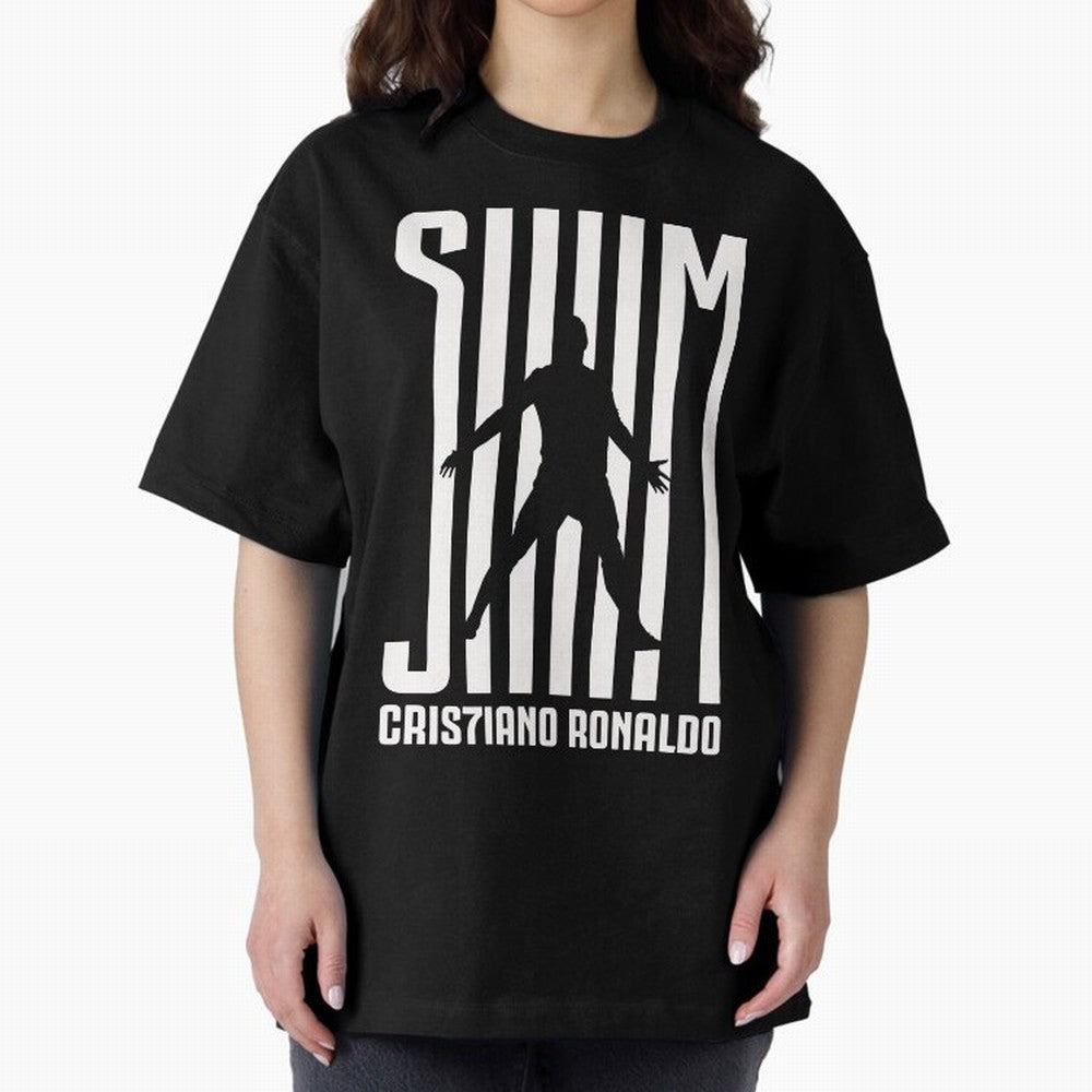Cristiano Ronaldo - SIM Oversized T-Shirt Show Support during Global Football Passion for FIFA World Cup 2026 Group Stage, Highlighting Messi and Cristiano Ronaldo, Brazil, Retro Football Energy, Iconic Rivalries, Trophy Chase Drama and Stadium