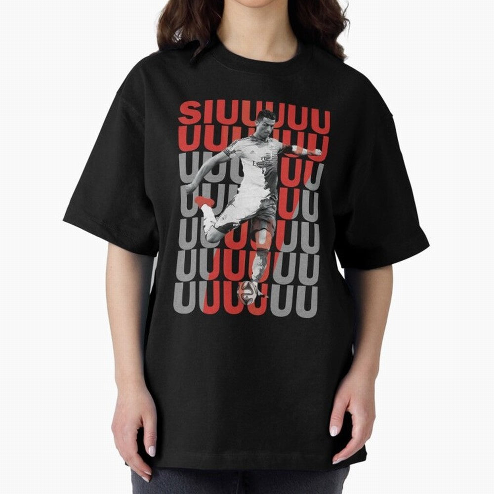 Siuuuuuu Cristiano Ronaldo Oversized T-Shirt Feel the Trophy Chase of FIFA World Cup 2026 for Fans of Messi and Argentina, France and Brazil, Bringing Sports Nostalgia, International Competition, Famous Players and Unforgettable Victories; Ideal