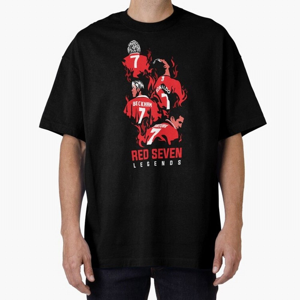 The Red Seven - Man Utd Oversized T-Shirt Show Passion for the Stars of FIFA World Cup 2026 Group Stage for Fans of Messi and England, France and Netherlands, Bringing Goal Celebration Energy, Supporter Heritage, Football Icons and Worldwide