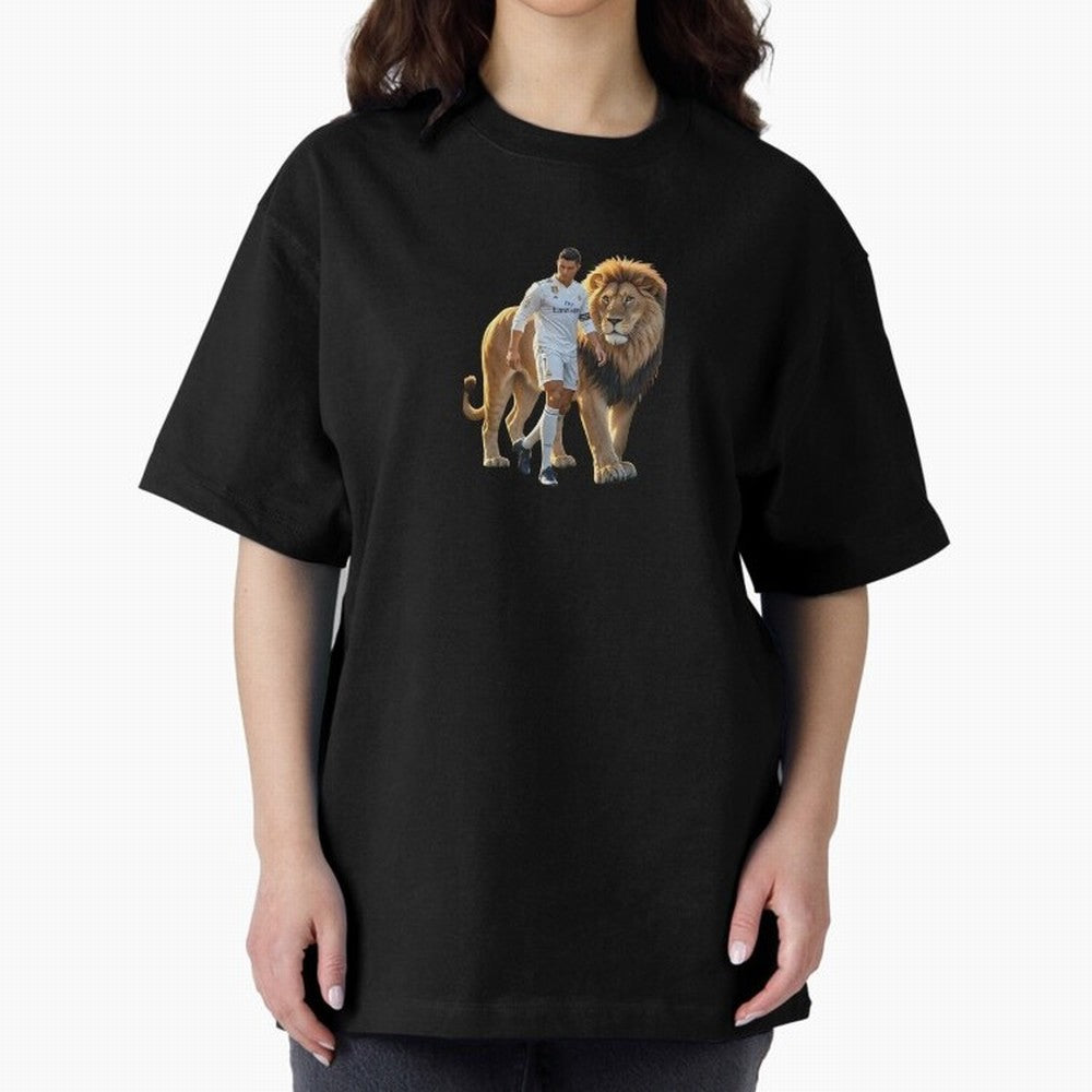 Christiano Ronaldo lion Oversized T-Shirt Unlock FIFA World Cup 2026 Driven by Messi, Neymar and Mbappe, Spain Energy, Worldwide Fan Energy, Dramatic Goals, Stadium Lights and Championship Celebrations; Ideal for Football Dads, Football Moms,