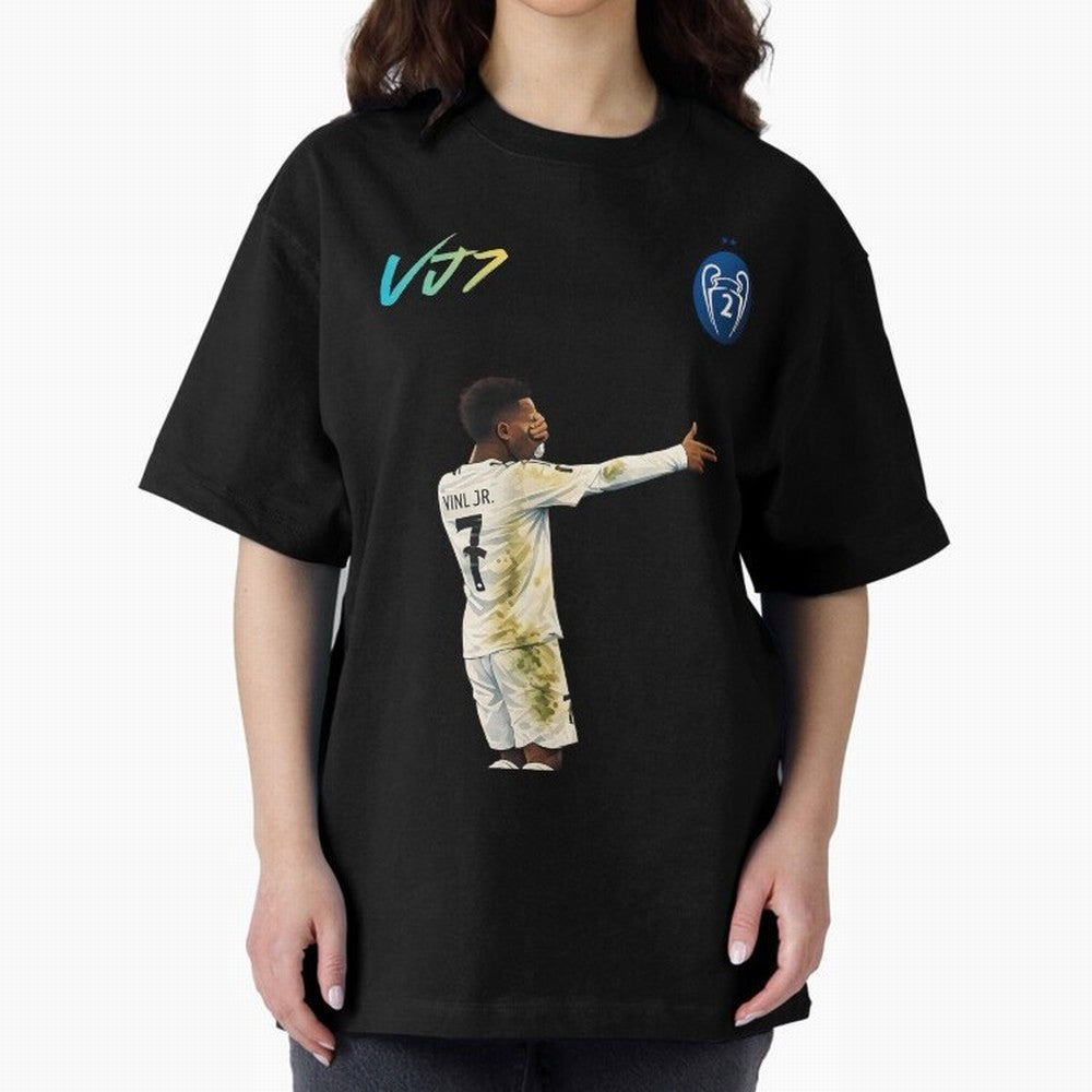 Vini Jr Oversized T-Shirt Feel the Trophy Chase of Global Football Passion for FIFA World Cup 2026 USA Canada Mexico, Filled with Cristiano Ronaldo, Spain and Netherlands, Sports Nostalgia, International Competition, Famous Players and