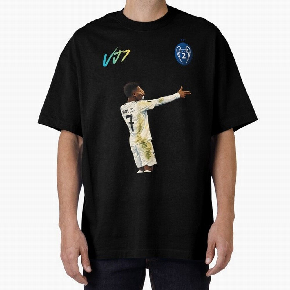 Vini Jr Oversized T-Shirt Feel the Trophy Chase of Global Football Passion for FIFA World Cup 2026 USA Canada Mexico, Filled with Cristiano Ronaldo, Spain and Netherlands, Sports Nostalgia, International Competition, Famous Players and