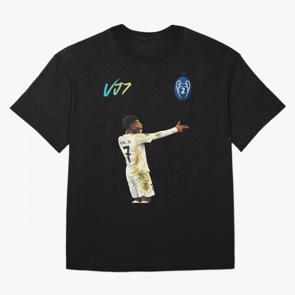 Vini Jr Oversized T-Shirt Feel the Trophy Chase of Global Football Passion for FIFA World Cup 2026 USA Canada Mexico, Filled with Cristiano Ronaldo, Spain and Netherlands, Sports Nostalgia, International Competition, Famous Players and