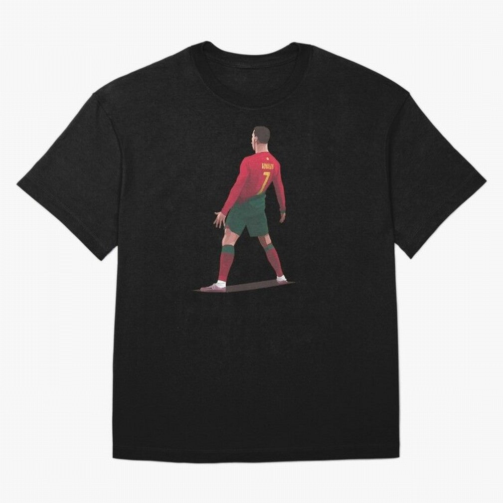 CR7 Celebration Pose Oversized T-Shirt Elevate the FIFA World Cup 2026 Journey through CR7 and Messi Highlights, Argentina and Brazil Pride, Sports Nostalgia, International Competition, Famous Players and Unforgettable Victories; Perfect for
