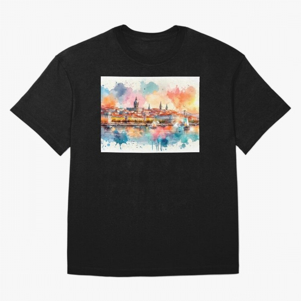 Lisbon cityscape with sailboats Oversized T-Shirt Follow Every Goal of Match Day Hype around FIFA World Cup 2026 Group Stage, CR7, Spain, Game Day Rituals, Football Legends, Country Pride and the Road to the Final; Perfect for People Who Love