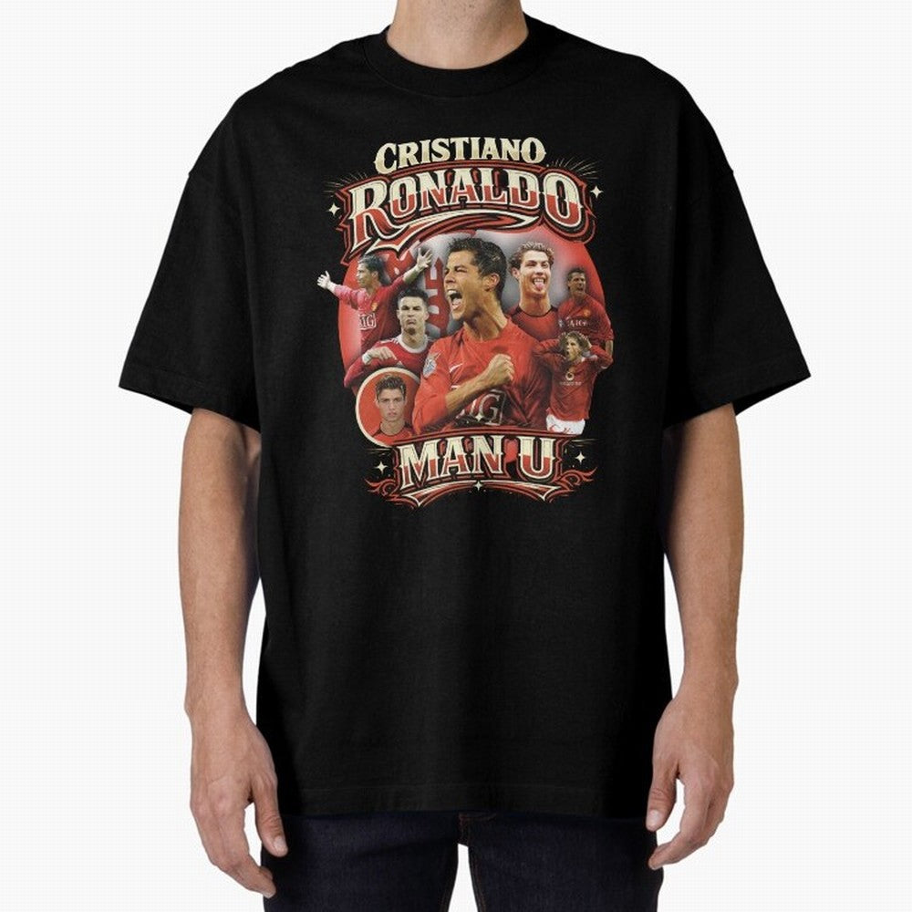 Cristiano Ronaldo Manchester United Oversized T-Shirt Follow Every Goal of Match Day Hype around FIFA World Cup 2026, CR7 and Messi, Argentina, Supporter Pride, Iconic Celebrations, Legendary Names and Global Match Day Energy; Ideal for Football