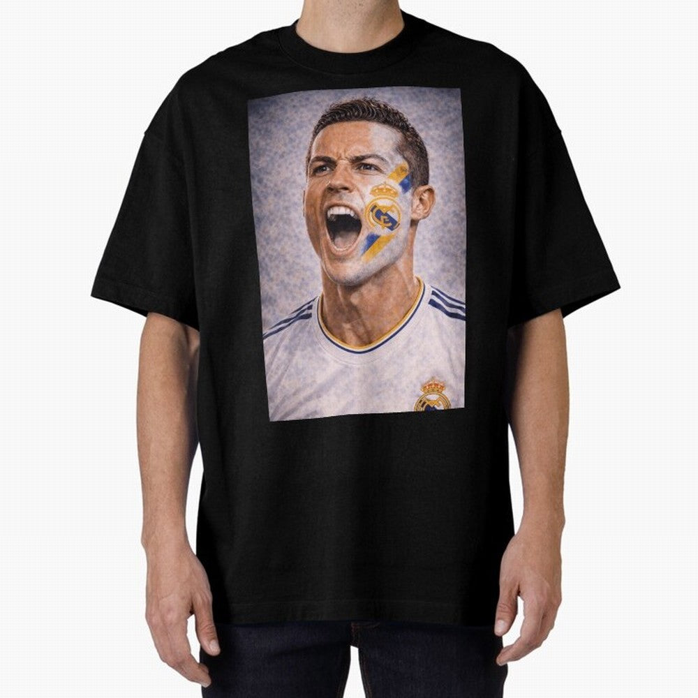 Cristiano Ronaldo ¡ª A Fan Portrait in Motion Oversized T-Shirt Celebrate Fan Culture around Match Day Hype around FIFA World Cup 2026 Group Stage, Haaland, England and Germany, Supporter Pride, Iconic Celebrations, Legendary Names and Global Match