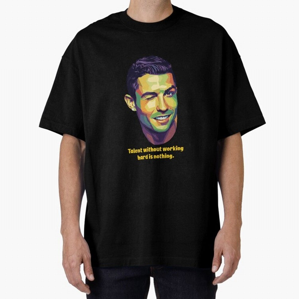 Cristiano Ronaldo Quotes Oversized T-Shirt Feel Global Football Passion for FIFA World Cup 2026, Featuring CR7, France and Portugal, Stadium Chants, National Pride, Trophy Dreams and Unforgettable Football Memories; Perfect for Fans, Collectors,