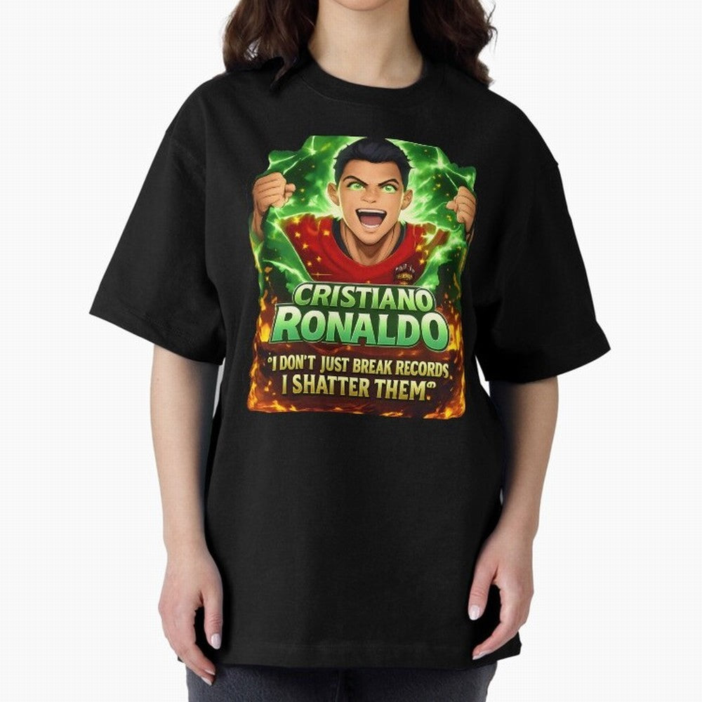 Cristiano Ronaldo Power Art Poster ¨C Legendary Football Motivation Design Oversized T-Shirt Celebrate the Road through FIFA World Cup 2026 Group Stage Spirit, Driven by France, Messi, Fan Favorite Moments, National Team Passion, Big Match Drama