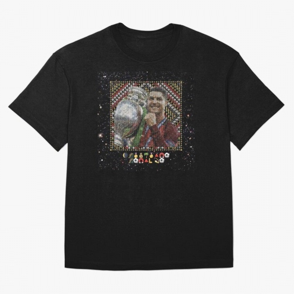 Cristiano Ronaldo Inspired Emoji Mosaic Art ¨C Football Champion Trophy Tribute Poster Oversized T-Shirt Represent Fans Who Live for FIFA World Cup 2026 USA Canada Mexico with Haaland and Mbappe, France Energy, Champion Mindset, Group Stage Buzz,