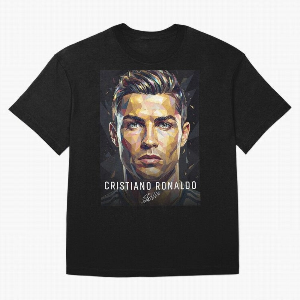 Cristiano Ronaldo Geometric Low Poly Soccer Legend Oversized T-Shirt Bring Home the FIFA World Cup 2026 Journey through Haaland Highlights, France and Portugal Pride, Global Supporter Spirit, Legendary Goals, National Colors and Tournament