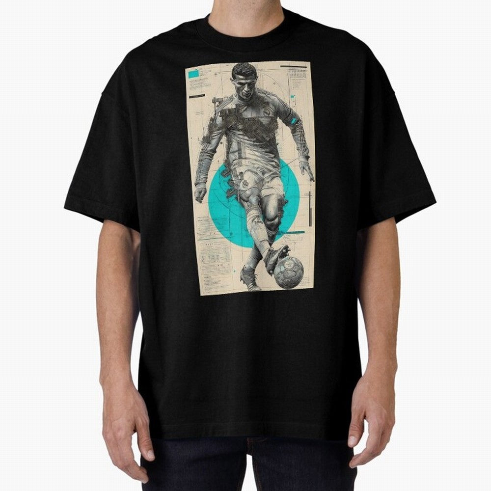 Futuristic Cristiano Ronaldo Illustration ¨C Cyber-Tech Football Art Oversized T-Shirt Enjoy FIFA World Cup 2026 Group Stage Spirit, Filled with Argentina and Brazil, Cristiano Ronaldo, Match Day Excitement, Supporter Culture, Golden Goals and