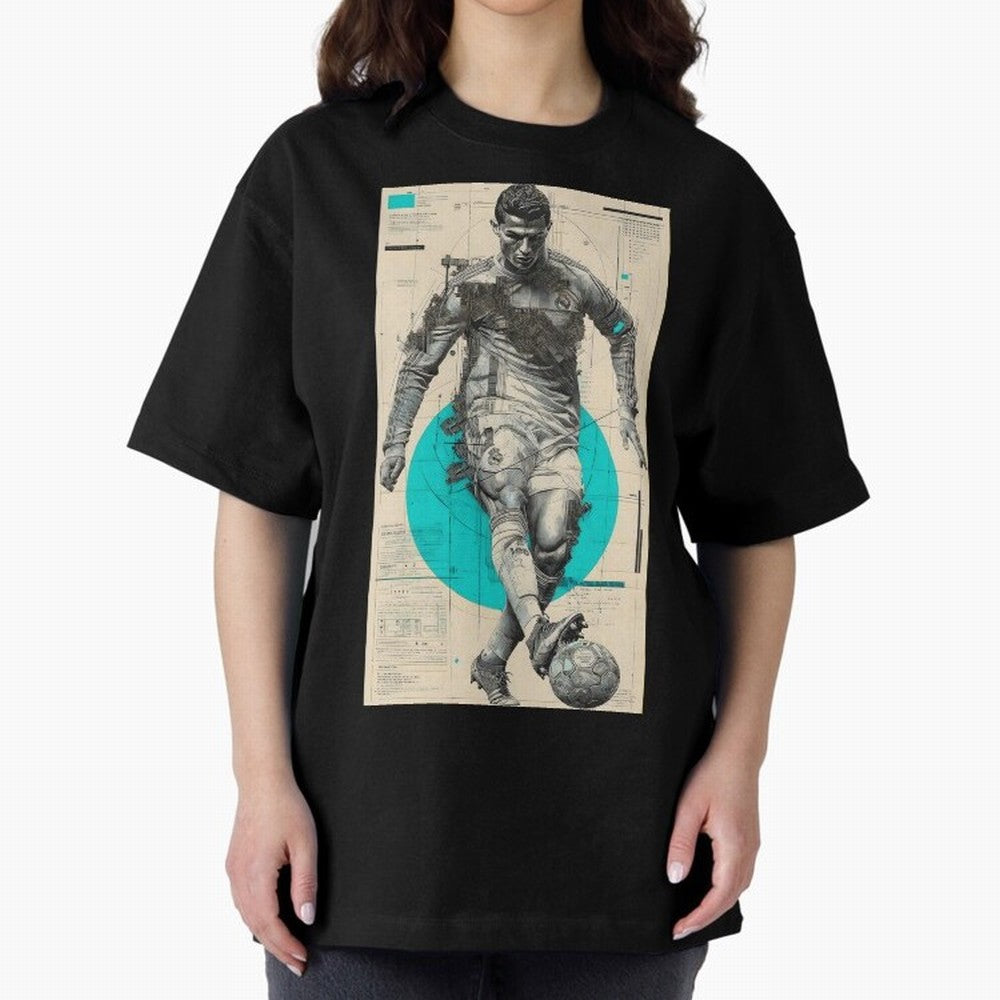 Futuristic Cristiano Ronaldo Illustration ¨C Cyber-Tech Football Art Oversized T-Shirt Enjoy FIFA World Cup 2026 Group Stage Spirit, Filled with Argentina and Brazil, Cristiano Ronaldo, Match Day Excitement, Supporter Culture, Golden Goals and