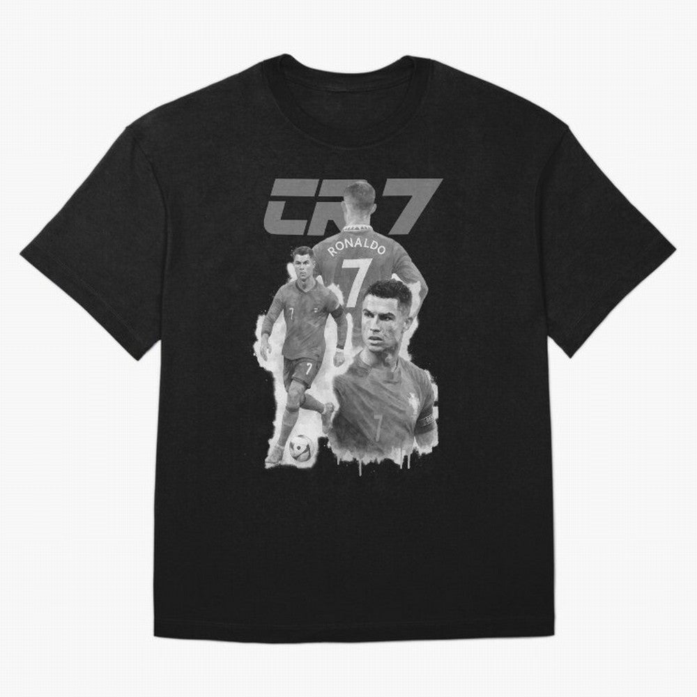 CR7 Cristiano Ronaldo illustration ink black white watercolour Oversized T-Shirt Make the Season About FIFA World Cup 2026 USA Canada Mexico Capturing CR7, France Energy, Football Festival Excitement, Trophy Ambitions, Country Rivalries and Star
