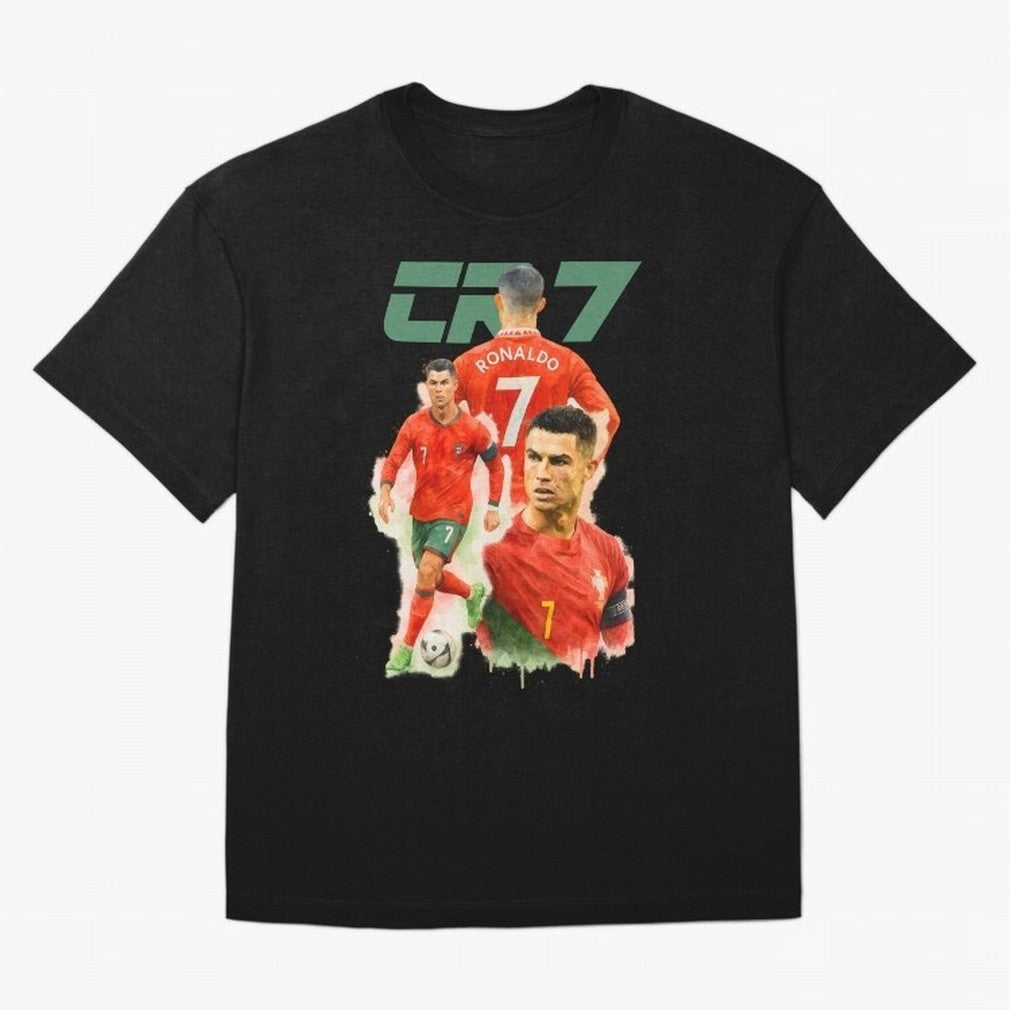 CR7 Cristiano Ronaldo illustration watercolour Oversized T-Shirt Create the FIFA World Cup 2026 USA Canada Mexico Journey through Messi, CR7 and Mbappe Highlights, Argentina, France and Brazil Pride, Match Day Excitement, Supporter Culture, Golden