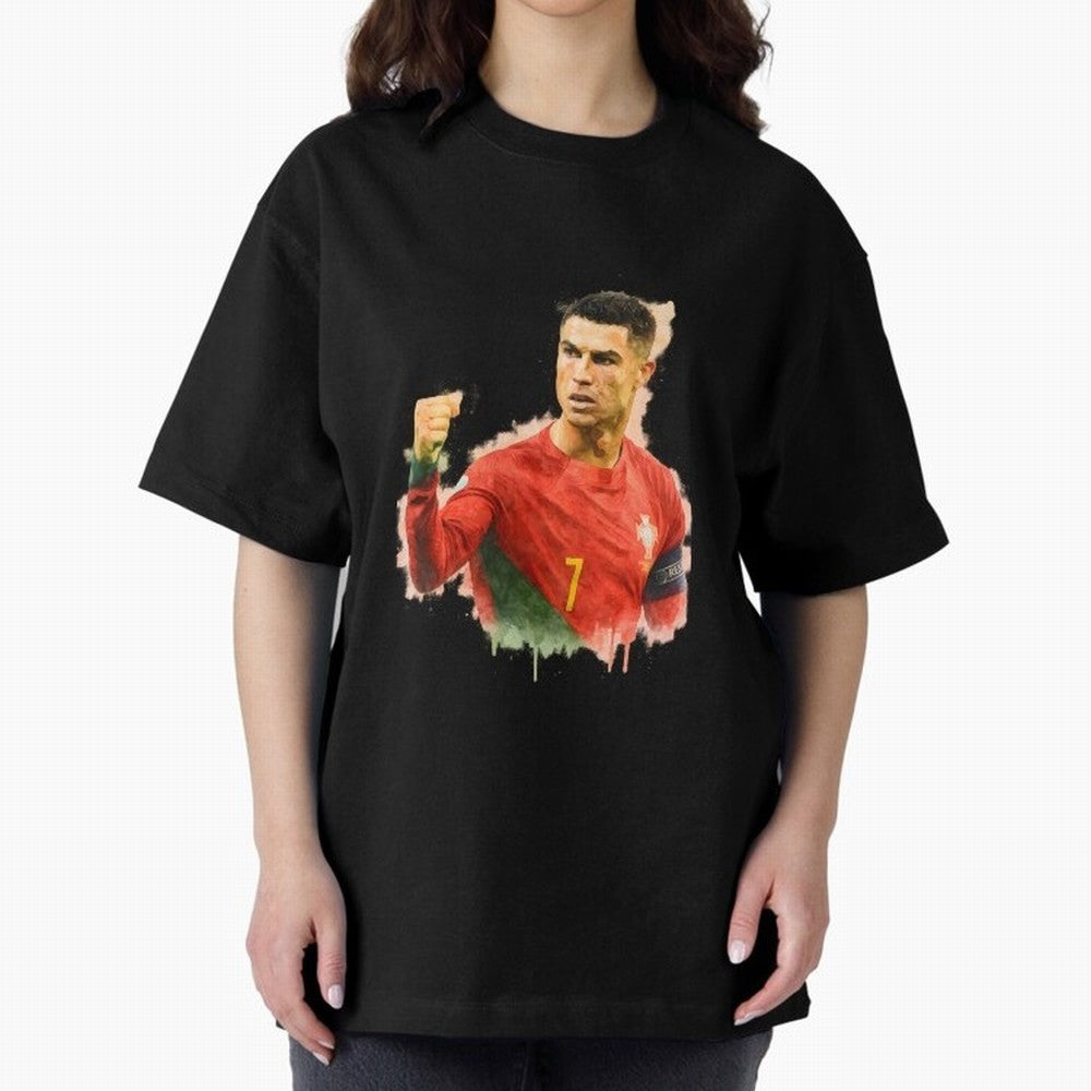 CR7 Cristiano Ronaldo potrait a powerful moment artwork Oversized T-Shirt Share Match Day Hype around FIFA World Cup 2026, Messi and Cristiano Ronaldo, Brazil, Goal Celebration Energy, Supporter Heritage, Football Icons and Worldwide Tournament