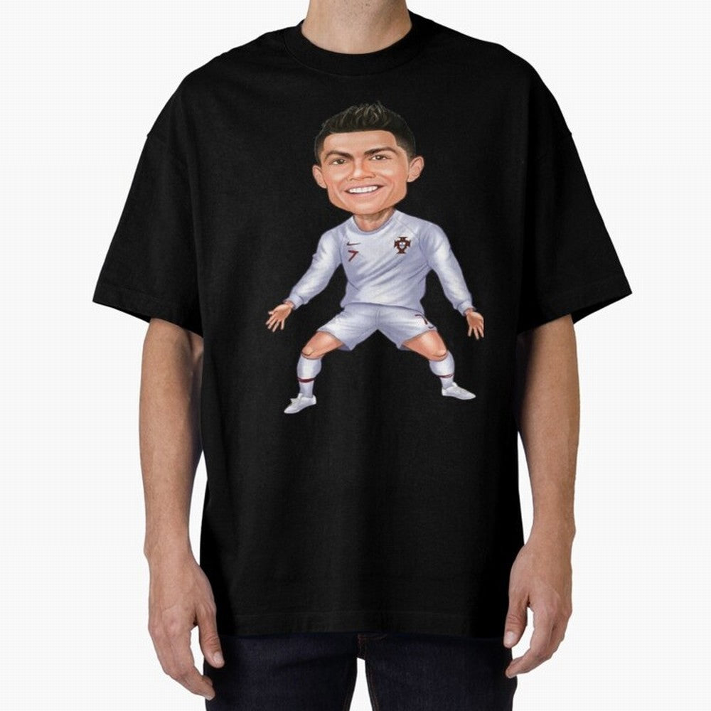 Cristiano Ronaldo Cartoon Oversized T-Shirt Celebrate Football Heritage in FIFA World Cup 2026 USA Canada Mexico Highlighting Neymar, Spain Energy, Classic Soccer Heritage, Championship Pressure, Fan Loyalty and International Pride; Perfect for