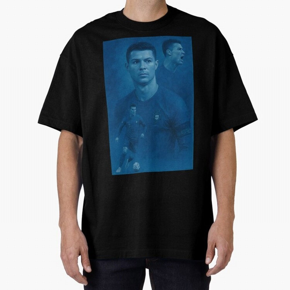 Blue Soccer Oversized T-Shirt Celebrate Every Goal in the FIFA World Cup 2026 Group Stage Journey through Cristiano Ronaldo Highlights, Argentina Pride, Championship Spirit, Famous Goals, Roaring Crowds and International Football Unity; Perfect for
