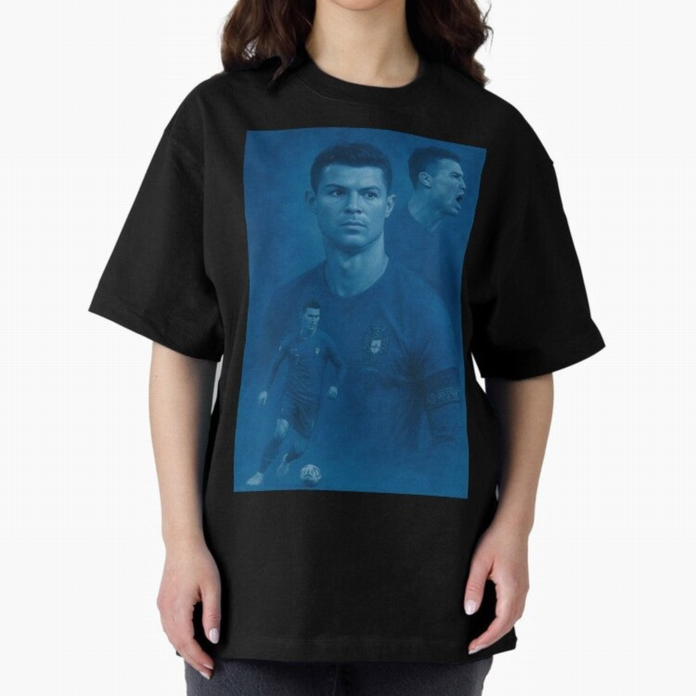 Blue Soccer Oversized T-Shirt Celebrate Every Goal in the FIFA World Cup 2026 Group Stage Journey through Cristiano Ronaldo Highlights, Argentina Pride, Championship Spirit, Famous Goals, Roaring Crowds and International Football Unity; Perfect for