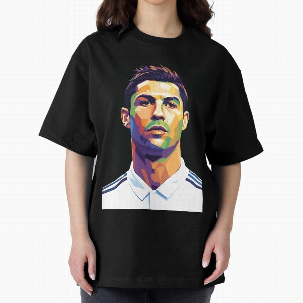 Cristiano Ronaldo Wpap Art Oversized T-Shirt Elevate FIFA World Cup 2026 Capturing Cristiano Ronaldo, Haaland and CR7, Argentina, France and Brazil Energy, Championship Spirit, Famous Goals, Roaring Crowds and International Football Unity; Made for