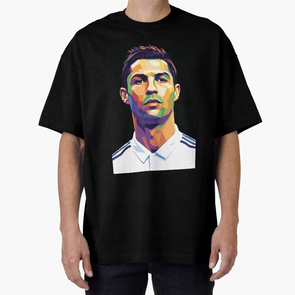 Cristiano Ronaldo Wpap Art Oversized T-Shirt Elevate FIFA World Cup 2026 Capturing Cristiano Ronaldo, Haaland and CR7, Argentina, France and Brazil Energy, Championship Spirit, Famous Goals, Roaring Crowds and International Football Unity; Made for