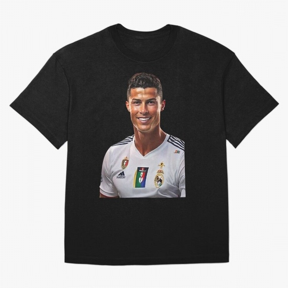 smiling Cristiano Ronaldo Oversized T-Shirt Wear the Spirit of Global Football Passion for FIFA World Cup 2026 Group Stage, Made for Messi, Germany, Tournament Hype, Historic Matchups, Family Viewing Parties and Global Sports Pride; Great for Watch