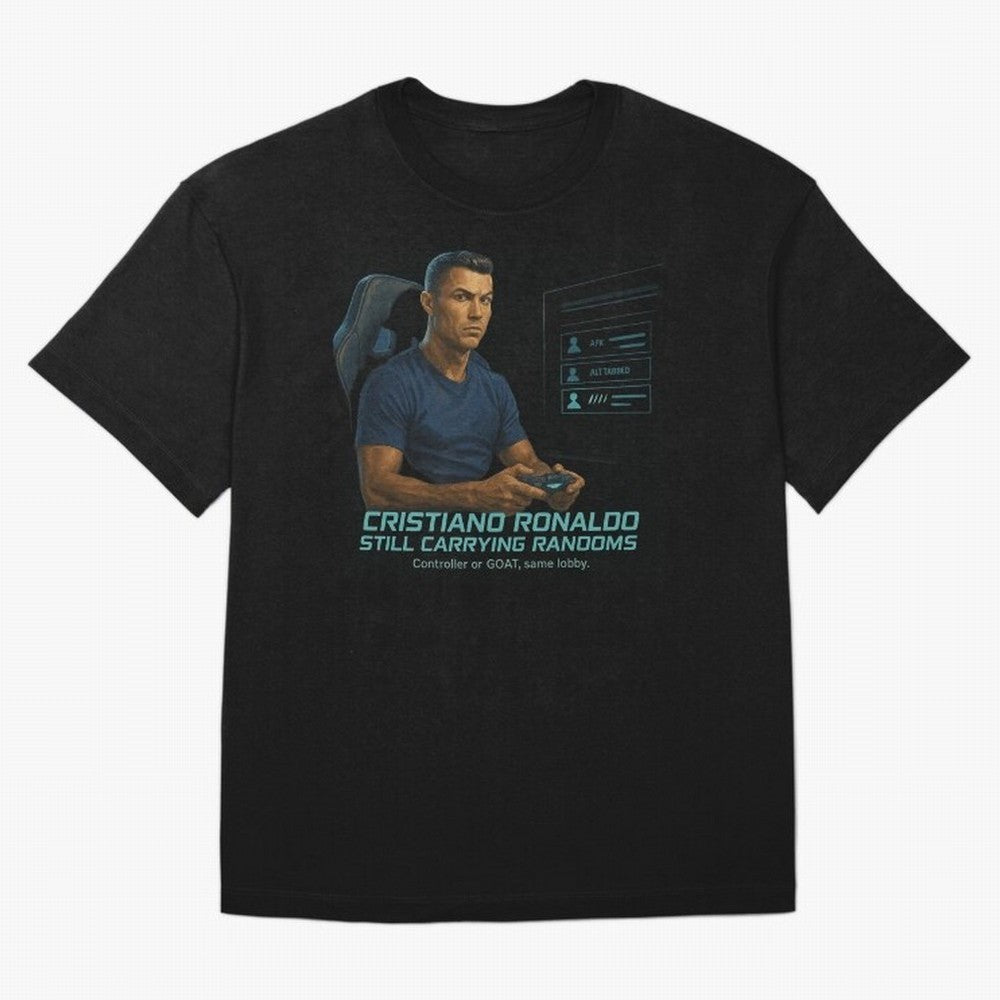 Cristiano Gamer Mode ¡ª Still Carrying Randoms Oversized T-Shirt Bring Home FIFA World Cup 2026 for Fans of Cristiano Ronaldo, Haaland and CR7 and France and Portugal, Bringing Retro Football Energy, Iconic Rivalries, Trophy Chase Drama and Stadium