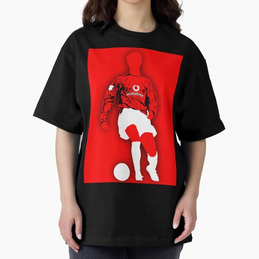 Cristiano Ronaldo Manchester United Silhouette ¨C Legendary Red Devil Artwork by GrizzlyGFX Oversized T-Shirt Celebrate Soccer Greatness during FIFA World Cup 2026 Celebrating Cristiano Ronaldo, Haaland and CR7, Argentina, France and Brazil Energy,