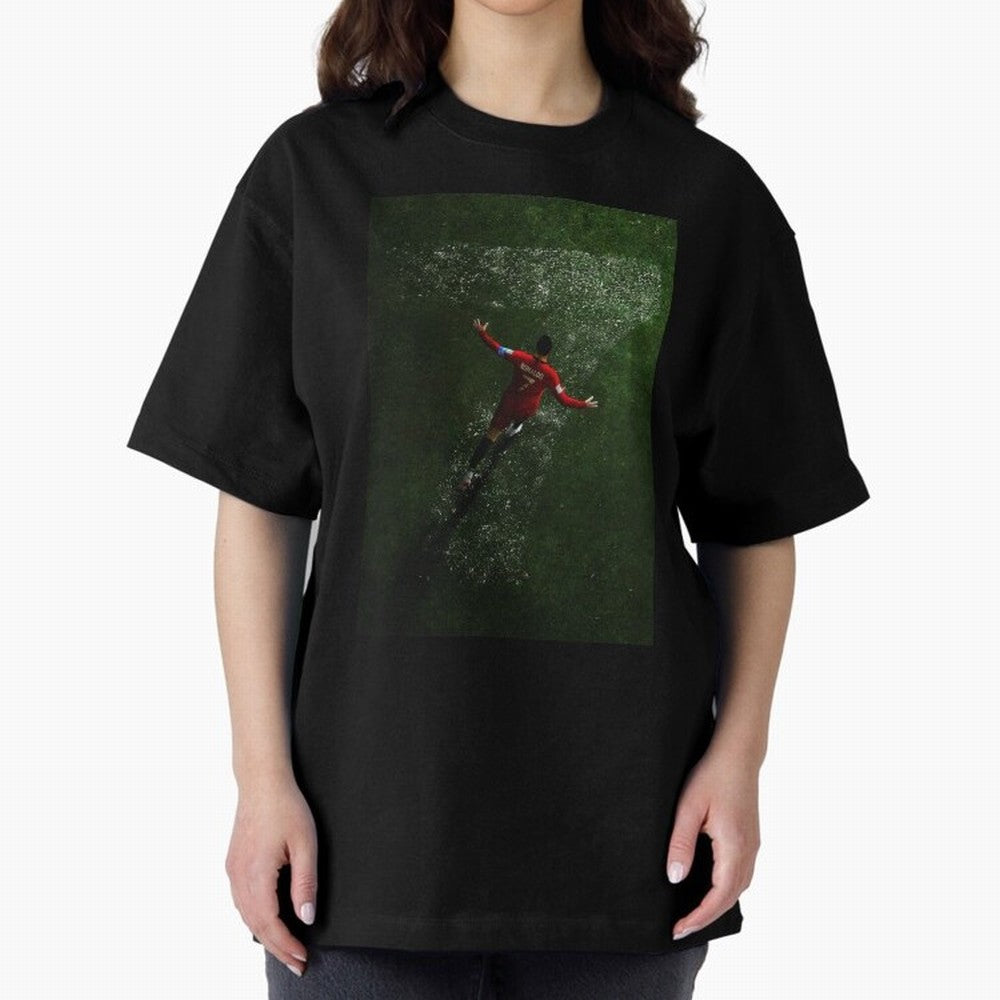 CR7 The G.O.A.T. Football Art - Cristiano Ronaldo Oversized T-Shirt Remember Global Football Passion for FIFA World Cup 2026 Group Stage, Filled with Messi, England and Germany, Stadium Memories, Football Loyalty, International Chants and