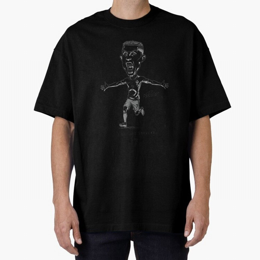 Cristiano Ronaldo Caricature - Portugal CR7 Legend - Football Art Oversized T-Shirt Refresh Global Football Passion for FIFA World Cup 2026 USA Canada Mexico, with Cristiano Ronaldo, Brazil, Portugal and Argentina, Goal Celebration Energy,