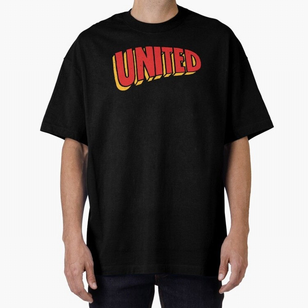 Manchester United Comic Style Oversized T-Shirt Unlock FIFA World Cup 2026 with Messi, CR7 and Mbappe, Netherlands Energy, Championship Spirit, Famous Goals, Roaring Crowds and International Football Unity; Perfect for Supporters Who Want Bold