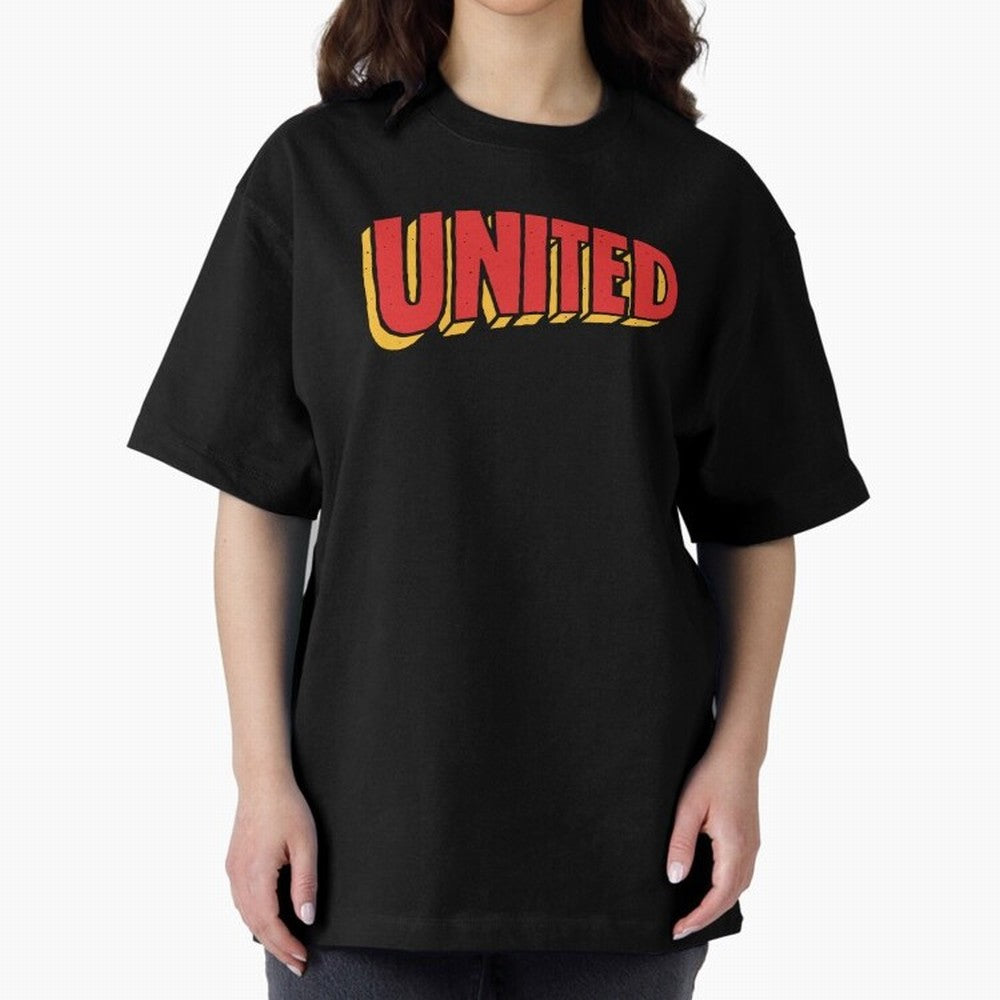 Manchester United Comic Style Oversized T-Shirt Unlock FIFA World Cup 2026 with Messi, CR7 and Mbappe, Netherlands Energy, Championship Spirit, Famous Goals, Roaring Crowds and International Football Unity; Perfect for Supporters Who Want Bold