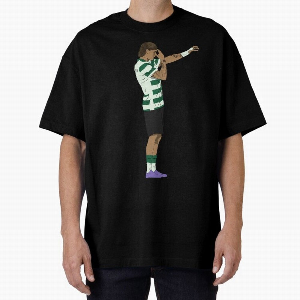 Ricardo Mangas Sporting Goal Celebration Minimalist Oversized T-Shirt Show Your Love for FIFA World Cup 2026 USA Canada Mexico for Fans of Messi and Cristiano Ronaldo and Germany, Bringing Sports Nostalgia, International Competition, Famous Players