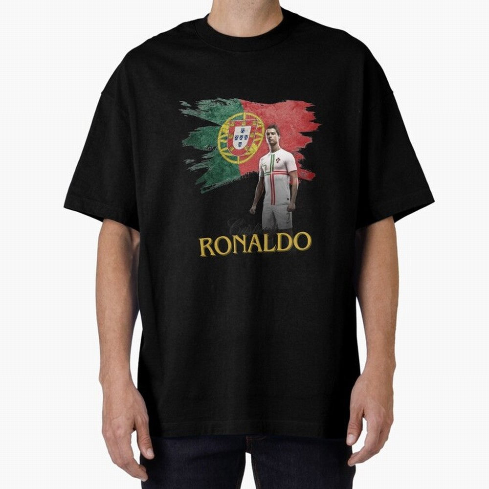 Cristiano Ronaldo - Portugal Flag Tribute (SIUUU!) Oversized T-Shirt Carry the Colors and Pride of Match Day Hype around FIFA World Cup 2026, Messi, CR7 and Mbappe, France, Stadium Memories, Football Loyalty, International Chants and Championship