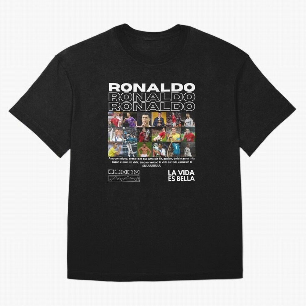 Cristiano Ronaldo CR7 Collage Oversized T-Shirt Represent the Passion of Global Football Passion for FIFA World Cup 2026 USA Canada Mexico, Connected to Messi, Neymar and Mbappe, Spain and Netherlands, Stadium Chants, National Pride, Trophy Dreams