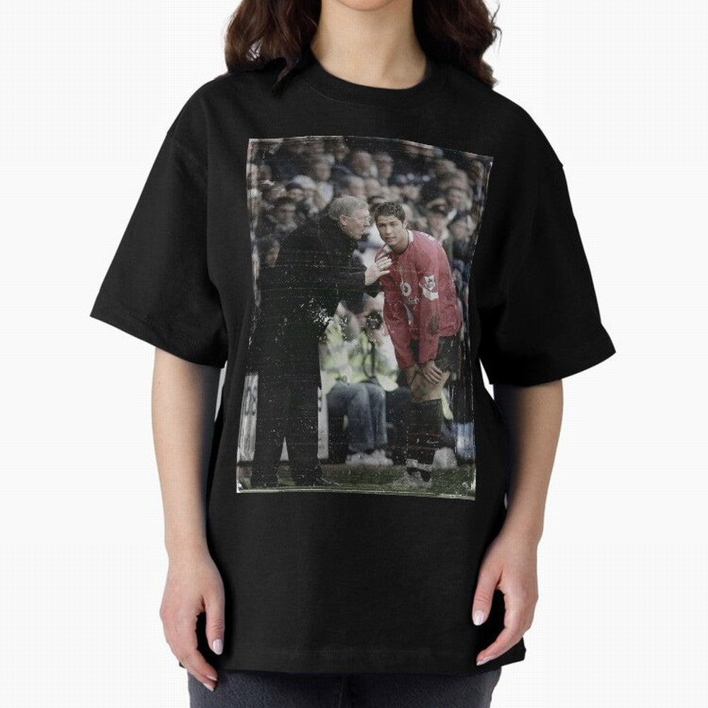 Sir Alex Ferguson and Cristiano Ronaldo Oversized T-Shirt Make Your Look Match FIFA World Cup 2026 Group Stage Celebrating Messi, England Energy, Soccer Culture, Superstar Moments, National Team Dreams and Competitive Fire; Ideal for Fans Who