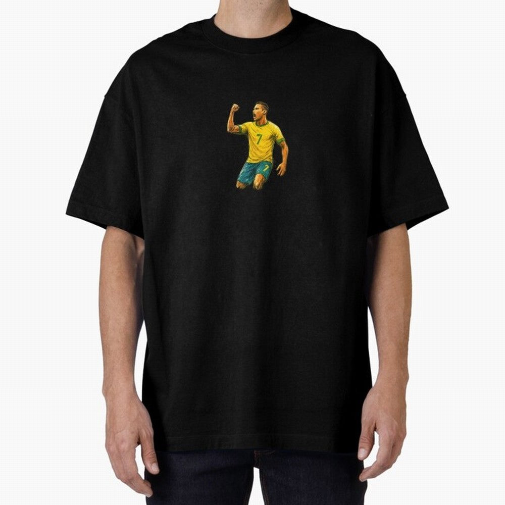 Energetic Soccer Celebration ¨C Number 7 Sketch Art Oversized T-Shirt Support the Legends of the FIFA World Cup 2026 Group Stage Journey through Messi, Neymar and Mbappe Highlights, England, France and Netherlands Pride, Vintage Soccer Flavor,