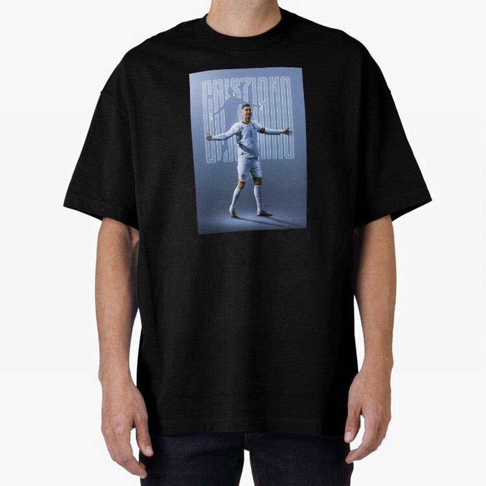 Football Royalty: Cristiano Ronaldo Oversized T-Shirt Show Match Day Excitement for Match Day Hype around FIFA World Cup 2026 Group Stage, Messi, Neymar and Mbappe, Brazil, Portugal and Argentina, Sports Nostalgia, International Competition, Famous