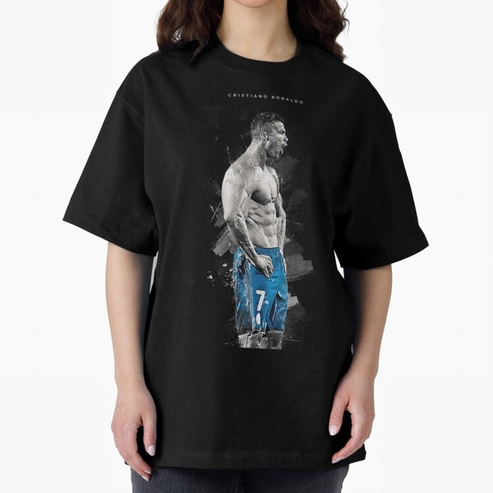Abstract Football Player Celebration Artwork For Men And Gift For Soccer Fans Oversized T-Shirt Honor Champions and Dreams in FIFA World Cup 2026 USA Canada Mexico Connected to Messi and Cristiano Ronaldo, Argentina and Brazil Energy, Championship