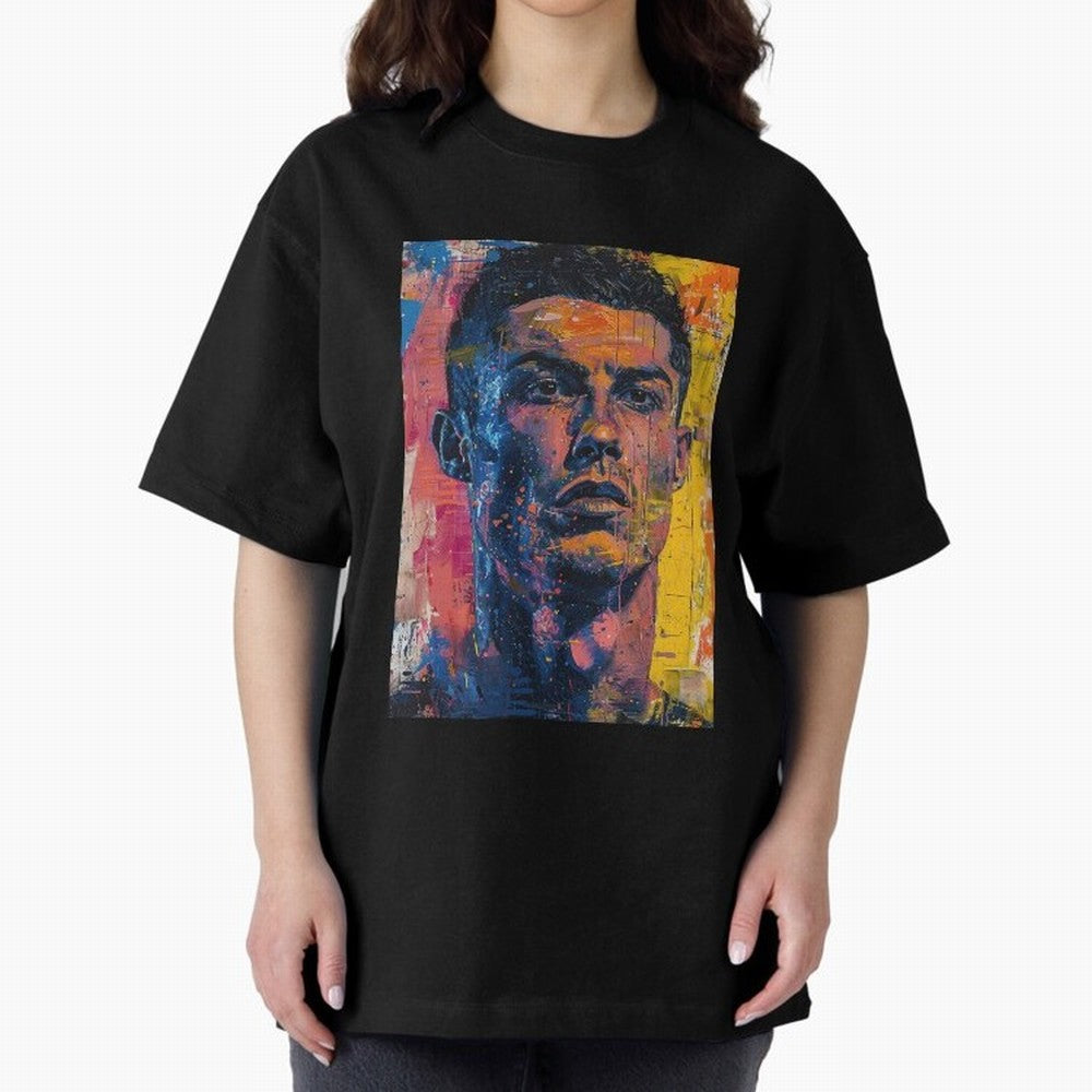 Cristiano Ronaldo illustration Oversized T-Shirt Show Match Day Excitement for FIFA World Cup 2026 Group Stage Spirit, Connected to Brazil, CR7, Classic Soccer Heritage, Championship Pressure, Fan Loyalty and International Pride; Built for